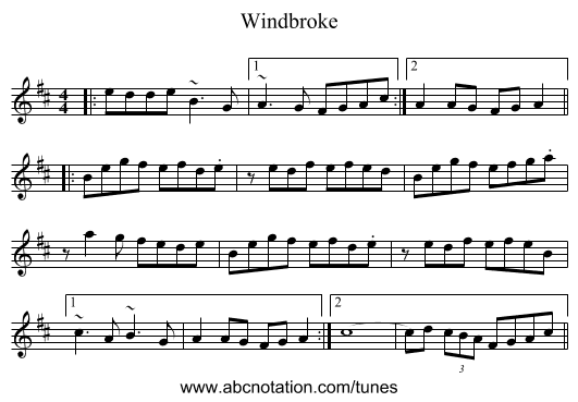 Windbroke - staff notation