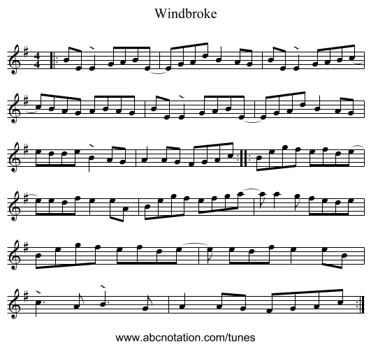 Windbroke - staff notation
