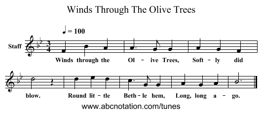 Winds Through The Olive Trees - staff notation