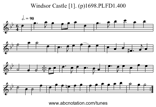 Windsor Castle [1]. (p)1698.PLFD1.400 - staff notation