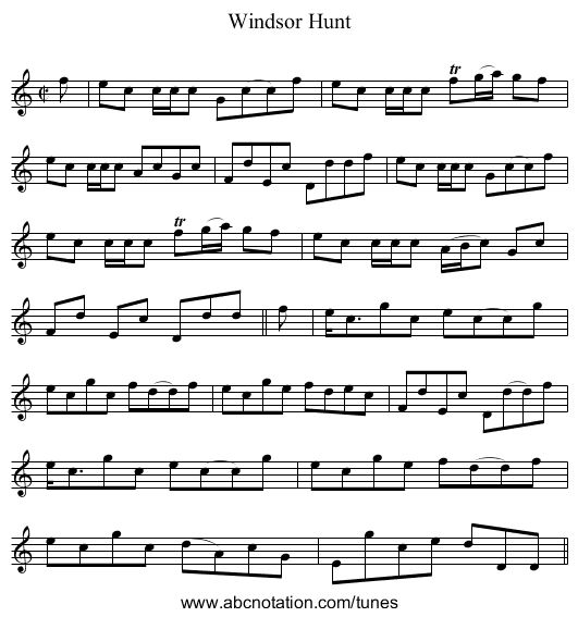 Windsor Hunt - staff notation
