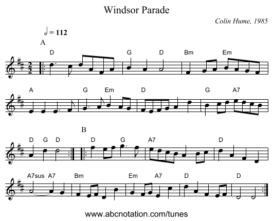 Windsor Parade - staff notation
