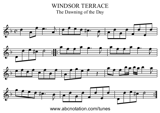 WINDSOR TERRACE - staff notation