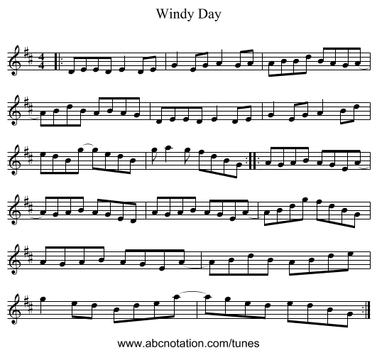 Windy Day - staff notation