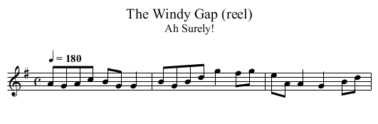 Windy Gap (reel), The - staff notation