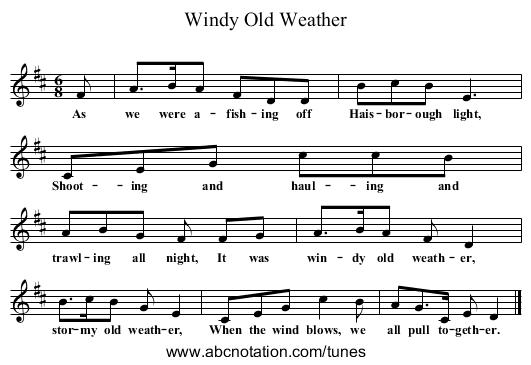Windy Old Weather - staff notation