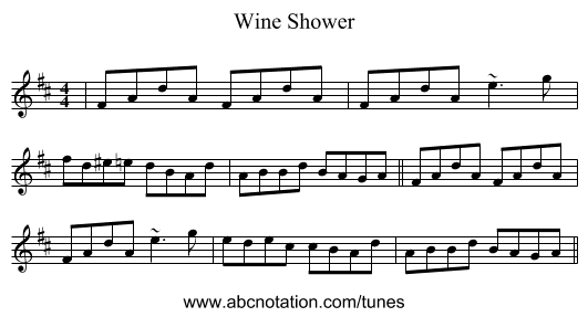 Wine Shower - staff notation