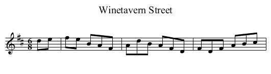 Winetavern Street - staff notation