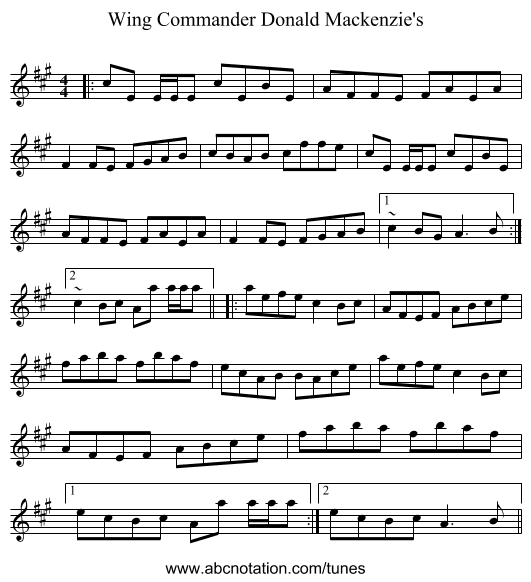 Wing Commander Donald Mackenzie's - staff notation