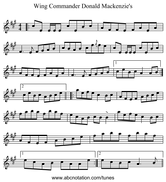 Wing Commander Donald Mackenzie's - staff notation