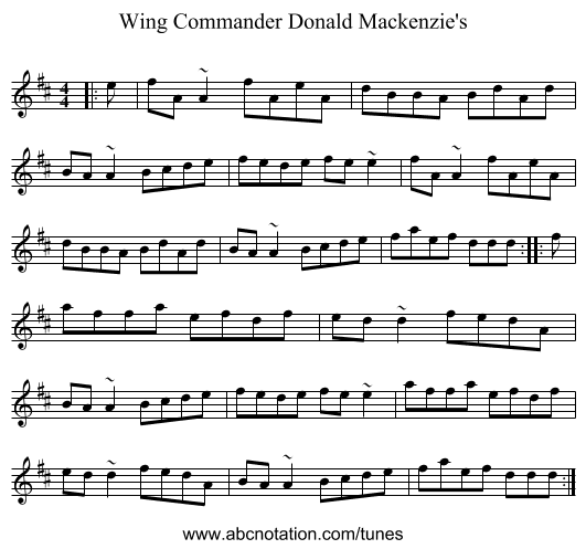 Wing Commander Donald Mackenzie's - staff notation