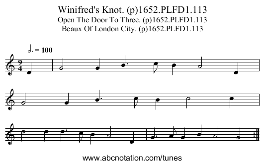 Winifred's Knot. (p)1652.PLFD1.113 - staff notation