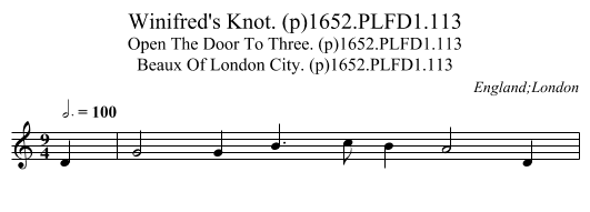 Winifred's Knot. (p)1652.PLFD1.113 - staff notation