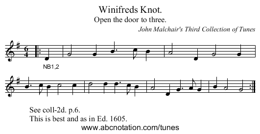 Winifreds Knot. - staff notation