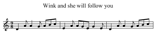 Wink and she will follow you - staff notation
