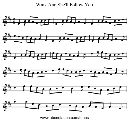 Wink And She'll Follow You - staff notation