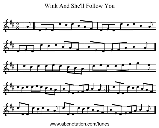 Wink And She'll Follow You - staff notation