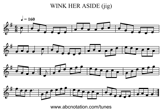 WINK HER ASIDE (jig) - staff notation