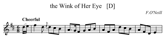 Wink of Her Eye   [D], the  - staff notation