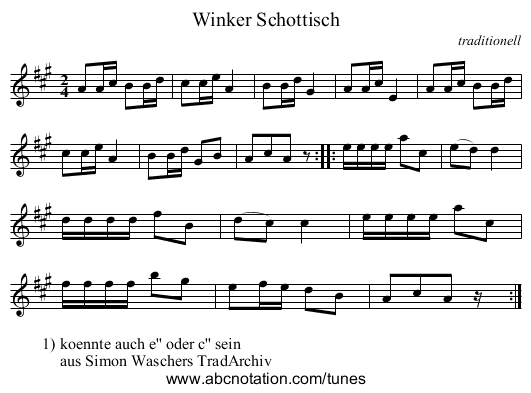 Winker Schottisch - staff notation