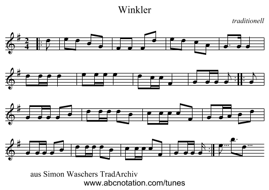 Winkler - staff notation