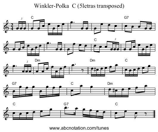Winkler-Polka  C (5letras transposed) - staff notation
