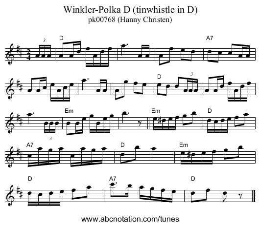 Winkler-Polka D (tinwhistle in D) - staff notation