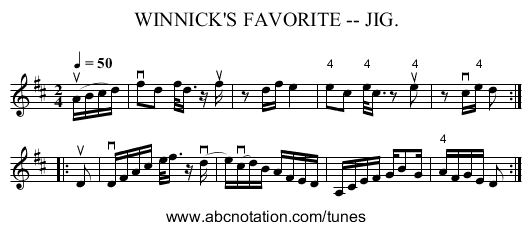 WINNICK'S FAVORITE -- JIG. - staff notation