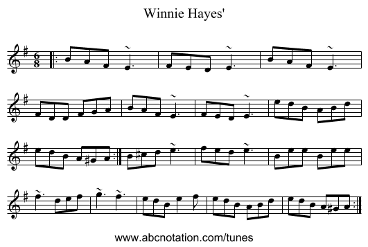 Winnie Hayes' - staff notation