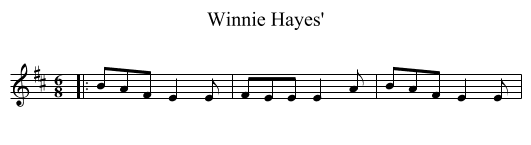 Winnie Hayes' - staff notation