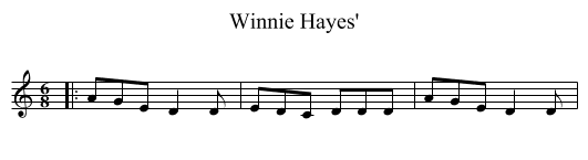 Winnie Hayes' - staff notation