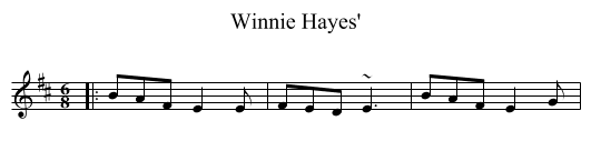 Winnie Hayes' - staff notation