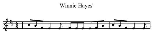 Winnie Hayes' - staff notation