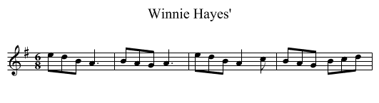 Winnie Hayes' - staff notation