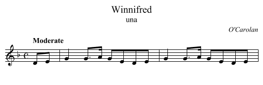 Winnifred - staff notation
