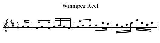 Winnipeg Reel - staff notation