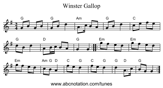 Winster Gallop - staff notation