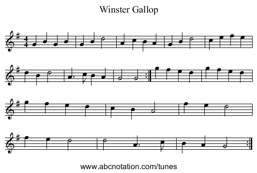 Winster Gallop - staff notation