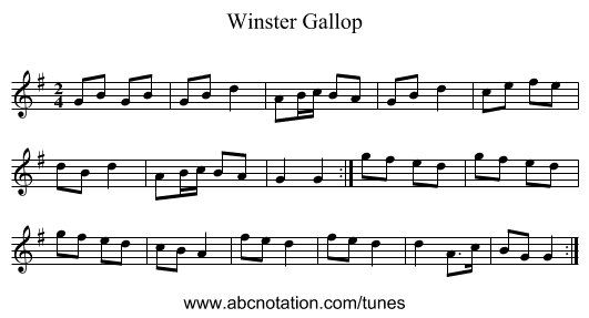 Winster Gallop - staff notation