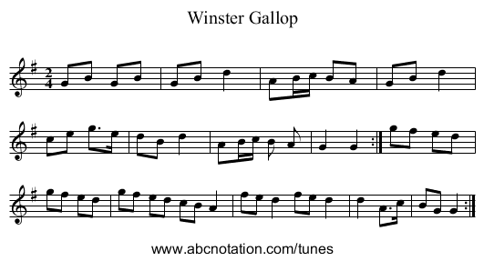 Winster Gallop - staff notation
