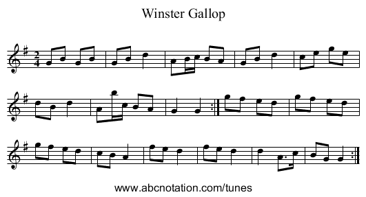 Winster Gallop - staff notation