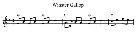 Winster Gallop - staff notation
