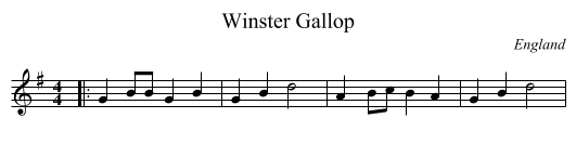 Winster Gallop - staff notation