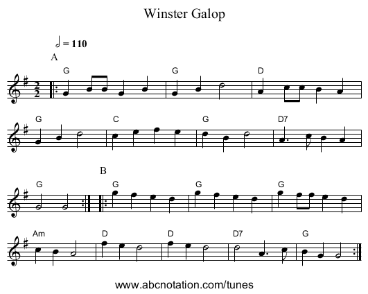 Winster Galop - staff notation