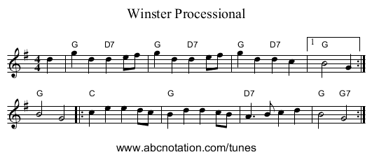Winster Processional - staff notation