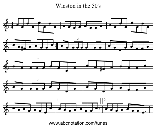 Winston in the 50's - staff notation