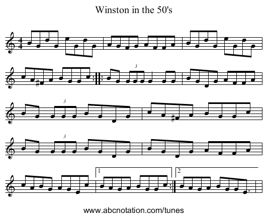 Winston in the 50's - staff notation