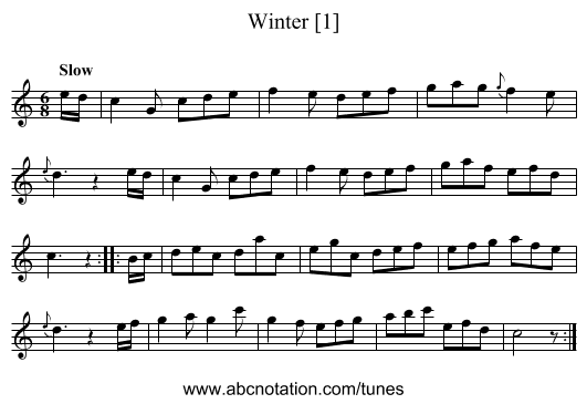 Winter [1] - staff notation