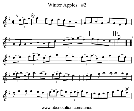 Winter Apples   #2 - staff notation