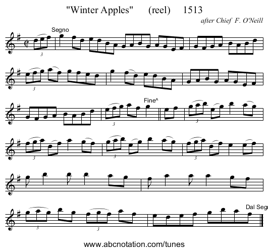Winter Apples      (reel)     1513 - staff notation